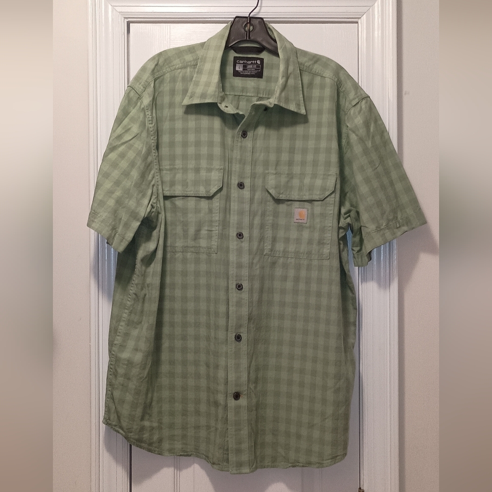 Carhartt Green Checked Button Down Men's Shirt Large